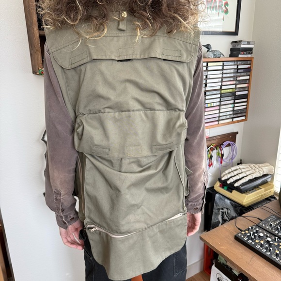 Vintage 60s 70s Handmade Green Tactical Fishing Vest ~ Size Large - Picture 3 of 8